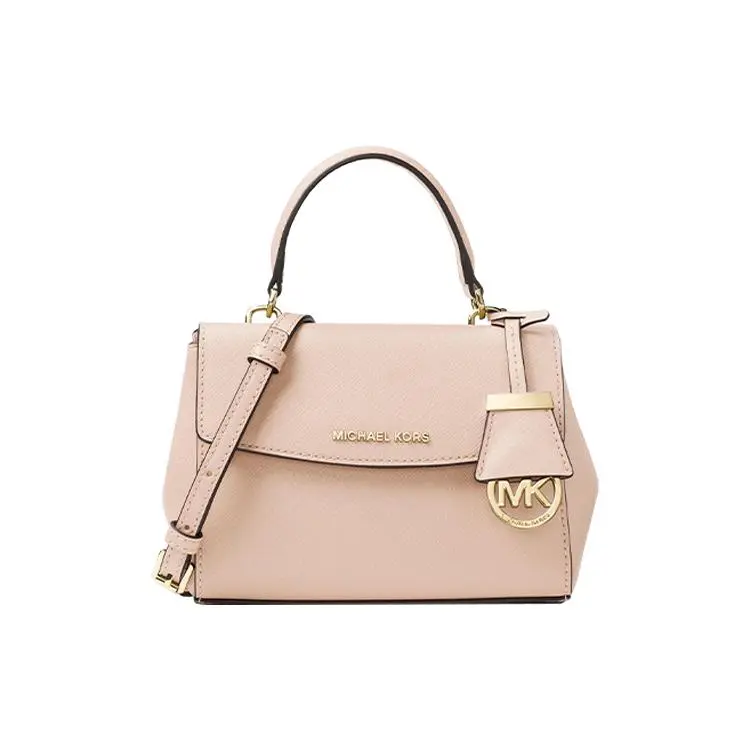 Michael Kors MK Ava Letter Logo Flap Top Handbag for Women – Minimalist Pink Leather Crossbody and Shoulder Bag