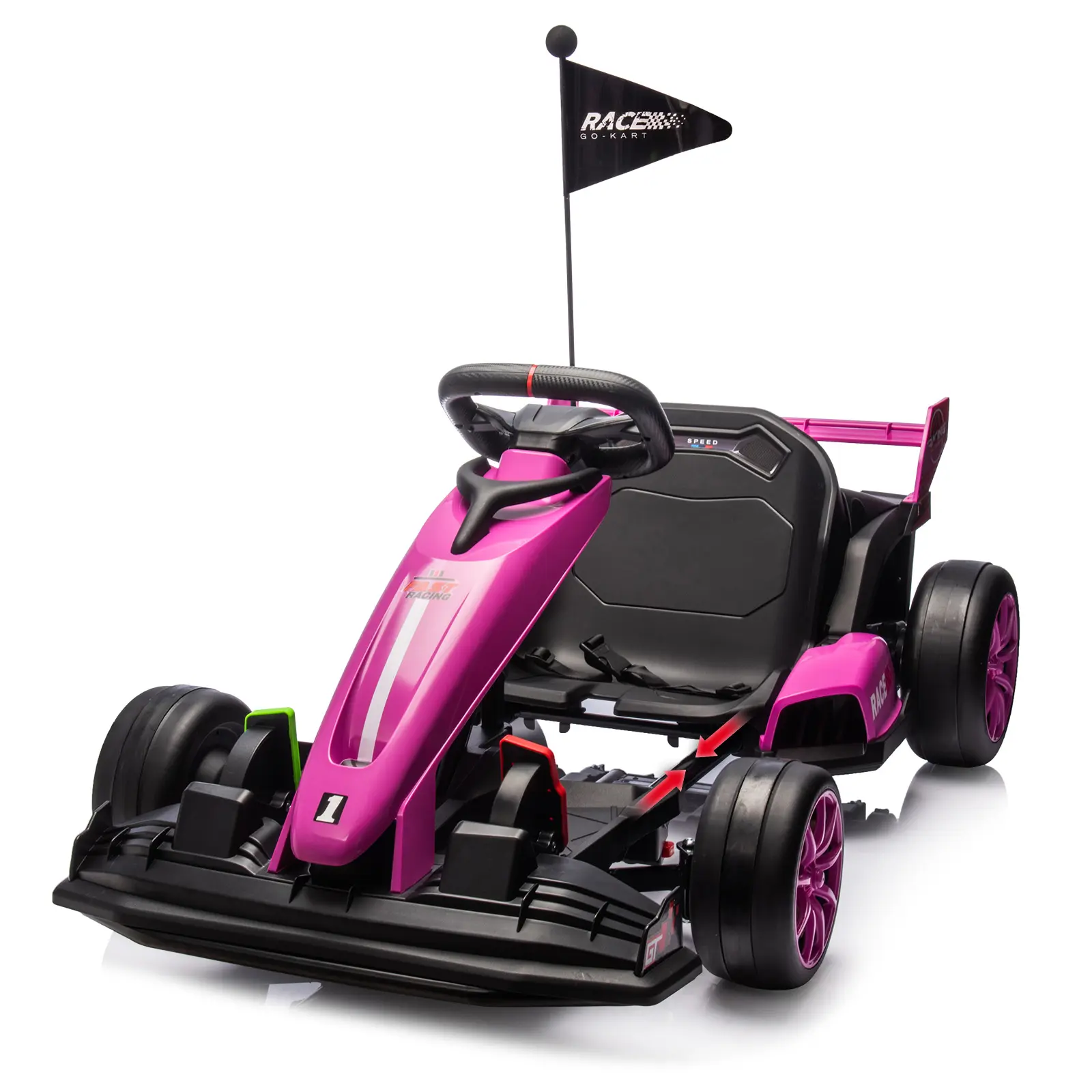 Electric Drift Go Kart,Ride On Drifting Car with Adjustable Seat and Silent Wheels for Ages 6-12