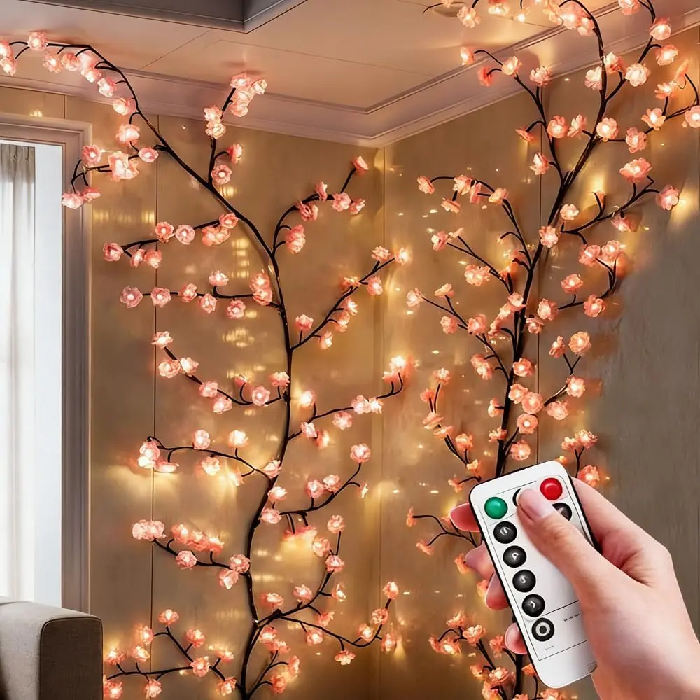 63 Inch Cherry Blossom Lights with Remote, 48 LED Cherry Blossom Branch Lights for Wall, 8 Lighting Modes&Timer, Flexible DIY Indoor Decoration for Home, Christmas, Wedding, Partyfidget toys