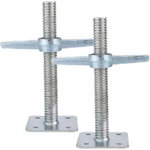 12" Adjustable Leveling Galvanized Screw Jack with Base Plate, 2 Pack