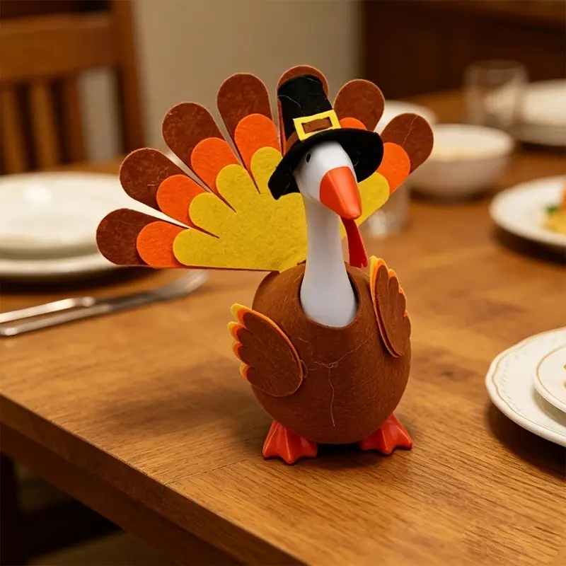 7 Inch Mini Duck Costume, Thanksgiving Turkey Holiday Magnetic Duck Statue, Cute Desktop Decoration, Office Home Gift, No Duck Statue Included