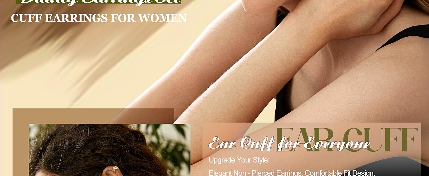 LOLIAS 4 Pairs Ear Cuffs Non Piercing - 14K Gold Plated Ear Cuff Earrings for Women Ear Cuff for Non Pierced Ears Clip on Cartilage Earring Adjustable Fake Earrings Set