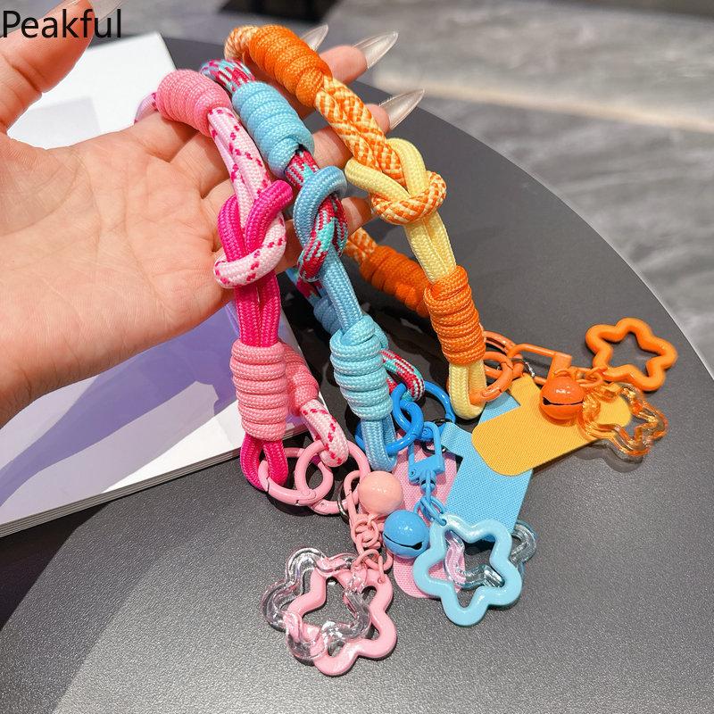 Mobile phone case lanyard, colored card keychain wrist rope, dopamine star mobile phone rope, portable anti-lost wrist rope.
