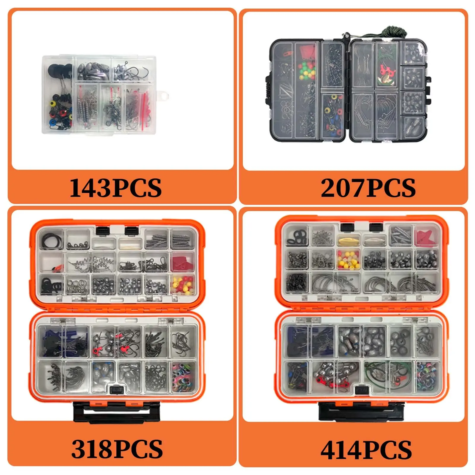 Complete Fishing Lures Kit with Rod Holder, Includes Hooks, Clips, Connectors, Sinkers, Rotators, Suitable for Freshwater & Saltwater, Fishing Gear