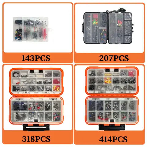 Complete Fishing Lures Kit with Rod Holder, Includes Hooks, Clips, Connectors, Sinkers, Rotators, Suitable for Freshwater & Saltwater, Fishing Supplies