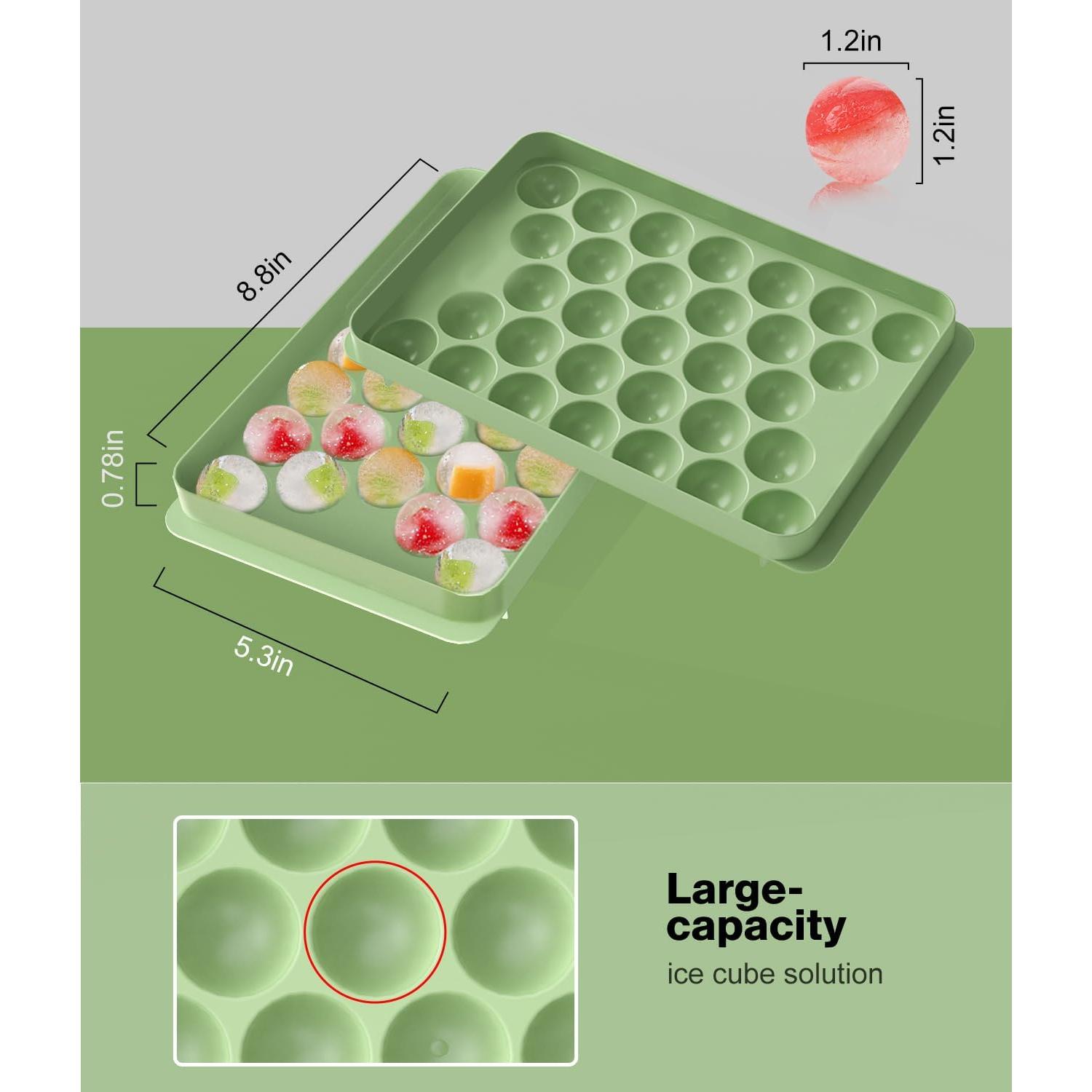 Tray with Lid and Bin,Ice Tray,62 Round Ice Trays for Freezer,  Plastic  Molds, Easy Release Ice Ball Maker, Stackable Ice Molds for , , Coffee