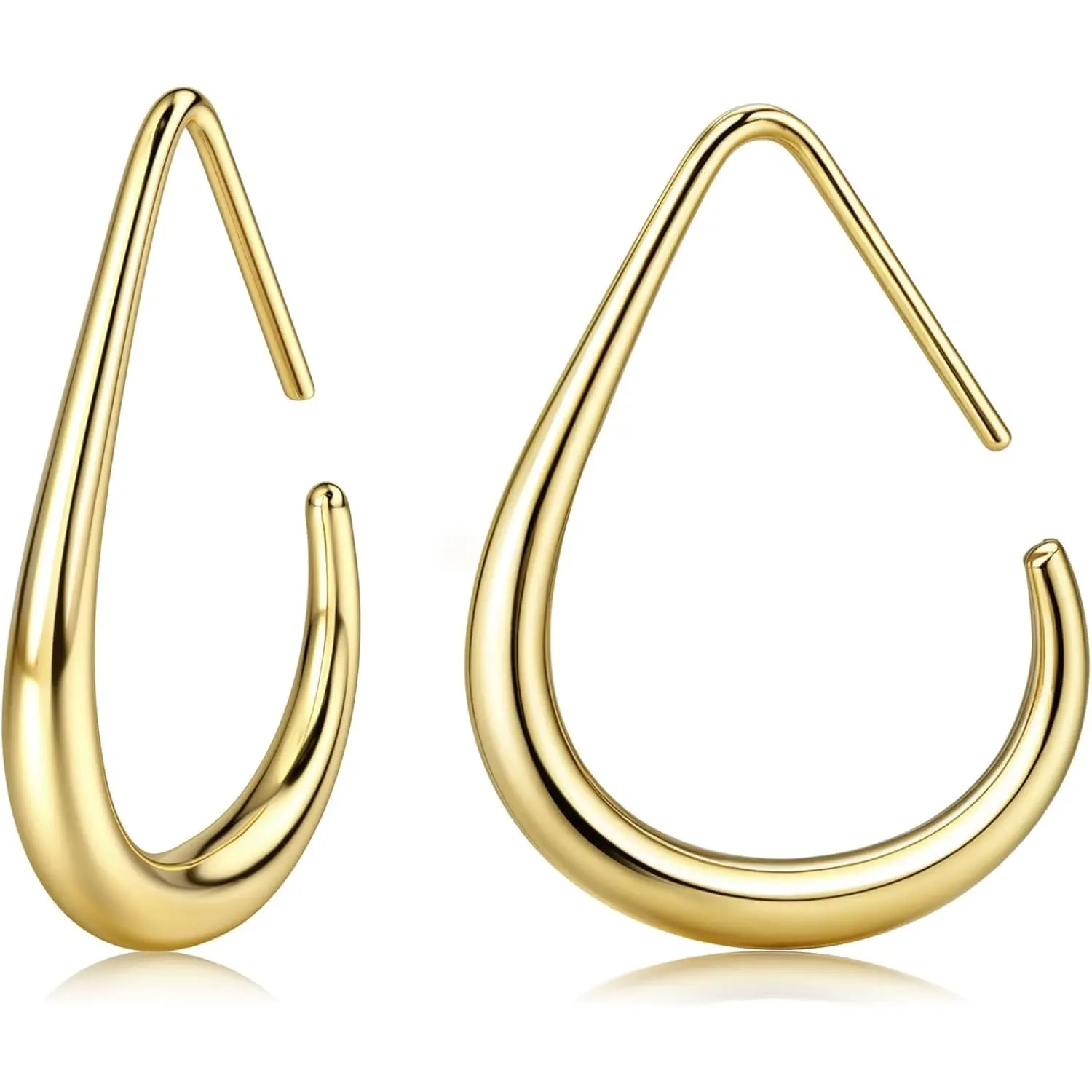 ORAZIO Titanium Earrings for Women Hoops Gold Silver Hypoallergenic 18K Plated Gold Hoop Earrings for Women Trendy Lightweight Statement Large Oval Jewelry
