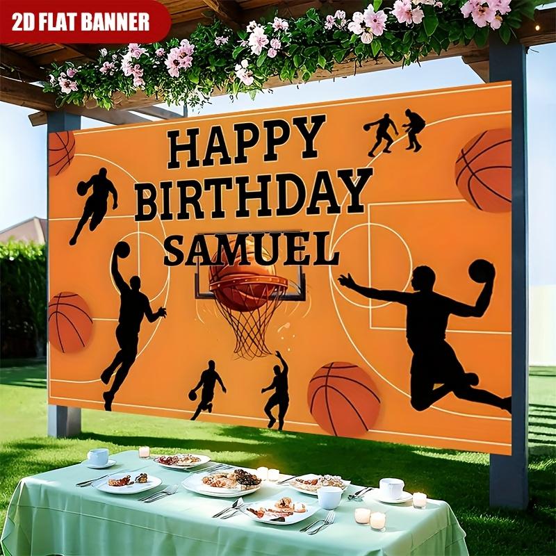 [Custom Basketball Background] 2D Flat Personalized Custom Name Birthday Party Basketball Dunk Background Cloth - Multi-Functional Party Wall Decoration for Home Decor - Suitable for Various Occasions and Patterns - No Electricity Required