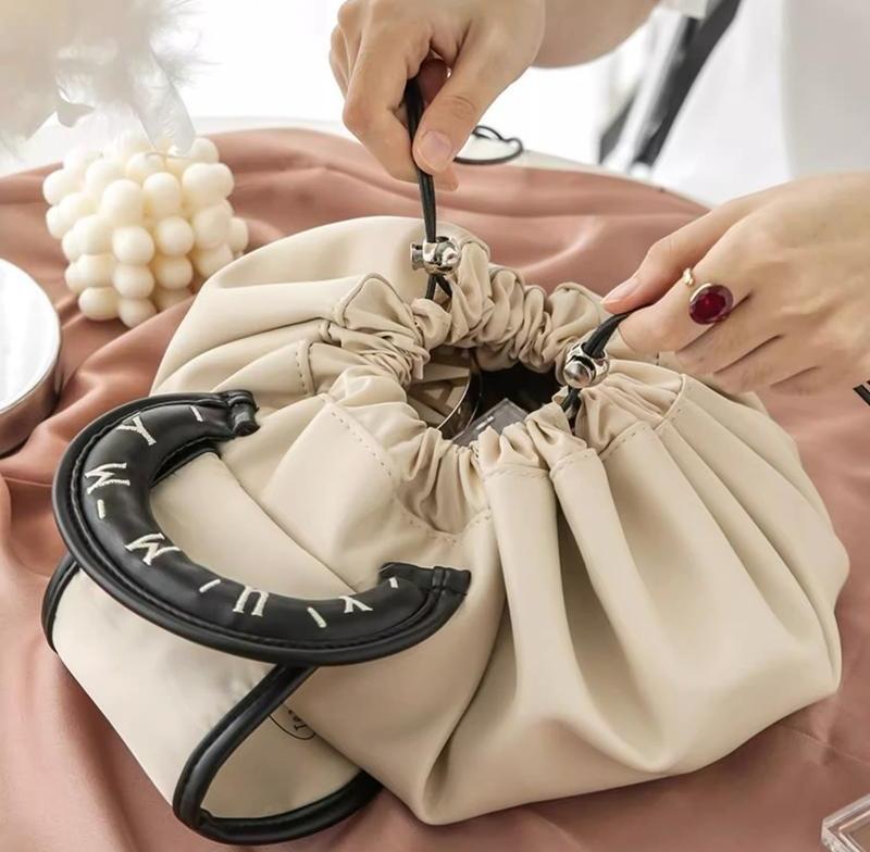 Portable Chic Foldable Makeup Organizer - Water-Resistant with Handle | Multiple Pockets for Skincare & Cosmetics | Travel/Everyday Must-Have