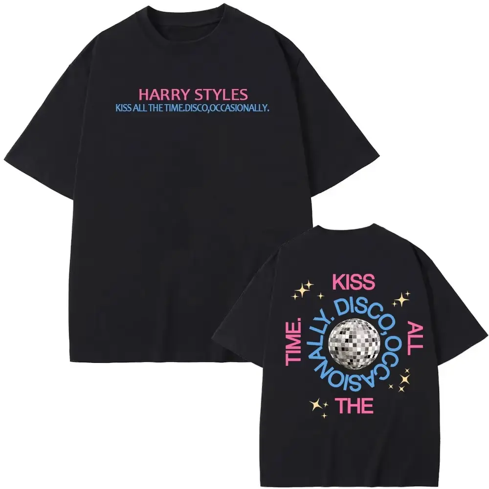 T-shirt with Print of Harry Styles' New Album 2026, Kiss All The Time, High-Quality T-shirt, Harajuku y2k Style, Round Neck, Cotton, Casual, for Summer Graphic Tee