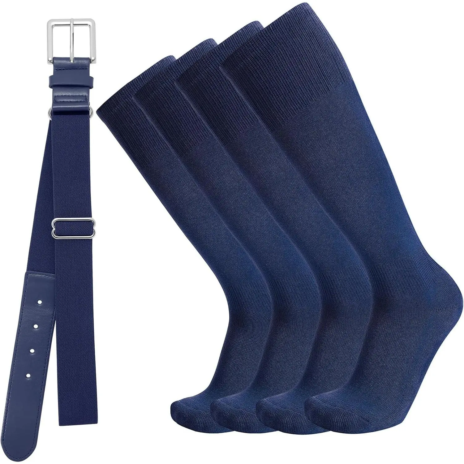 Baseball Socks and Belt Combo for Youth Adult - Softball Sock and Belt for Boys and Girls (2 Pairs of Socks & 1 Belt)Gift.