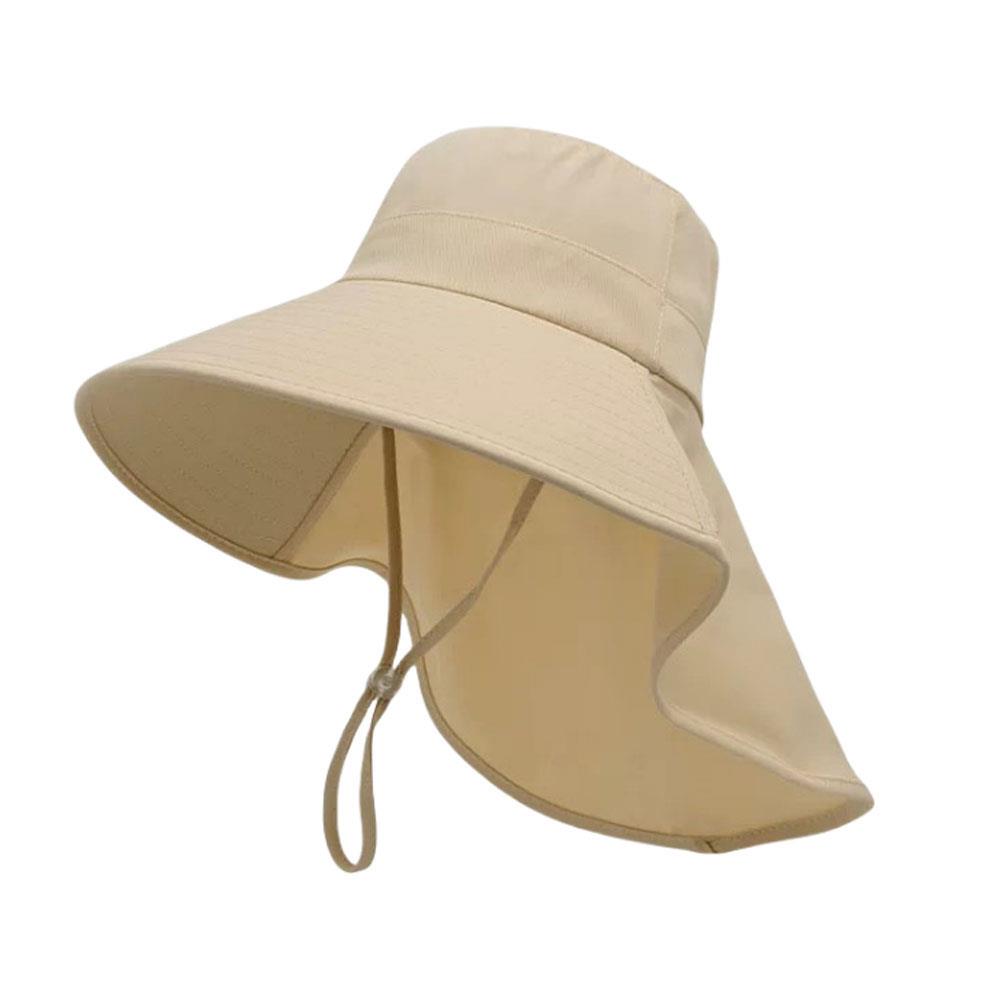 Sunscreen Cap Ponytail Travel Fisherman Hat Wide Brim Sun Hat with Neck Flap Outdoor UV Anti Neck Protection Sun Visors