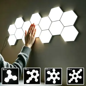 Hexagon LED Wall Lights Modular Touch Control Night Light Dimmable Splicing Lamp for Game Room Bedroom Home Decor Christmas Birthday Holiday Decoration Lights