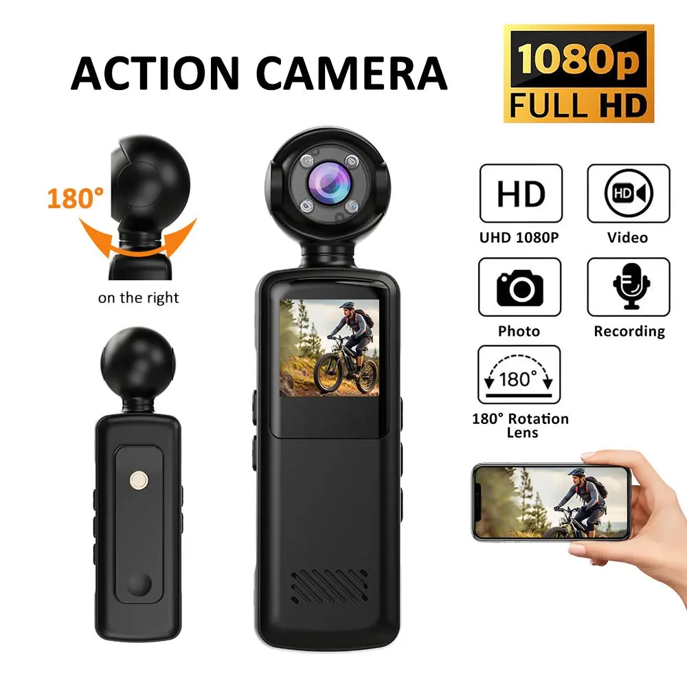 Portable Handheld HD 1080P Sports Camera, Bluetooth-compatible Connectivity, Includes 32GB Memory Card, Ideal for Outdoor Travel & Activities