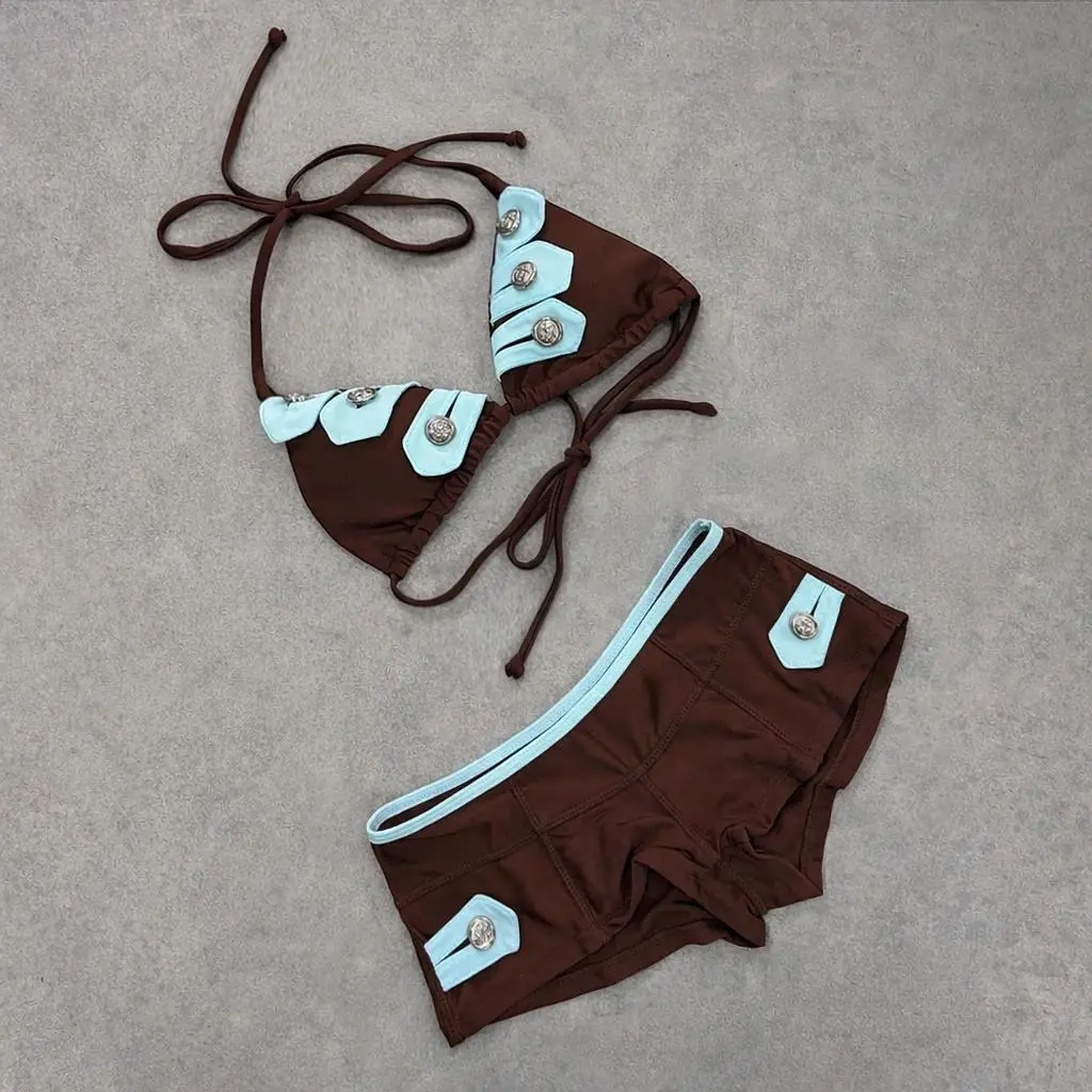 Women's 2026 Push-Up Bandeau Bikini Sets - Patchwork Brazilian Micro Bikinis, All Size Swim Swimming Suit, Cold Wash Sports & Outdoor Beachwear, Push-Up Cut
