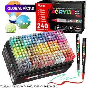 Acrylic Paint Markers, Premium Paint Pens, Soft Brush Tip Acrylic Paint Pens, Quick-Drying Waterproof Ink, for Rock Painting Plastic Wood Canvas Glass Ceramic Metal Art Crafts Supplies Christmas Gift, Art Markers Set #GLOBAL PICKS