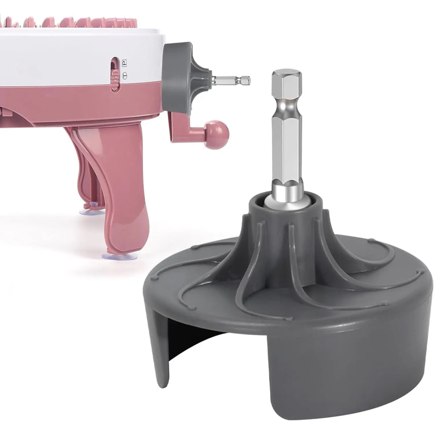 Knitting Machine Adapter, Quick Knit Replaceable Crochet Machine Adapter with Hex Bit Power , Compatible with 22/40/48 Knitting Machines  Accessories, Beginners DIY Hats, Socks