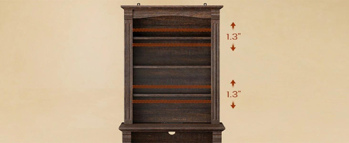 61 Inches Tall Nightstand with Charging Station and LED Light Walnut