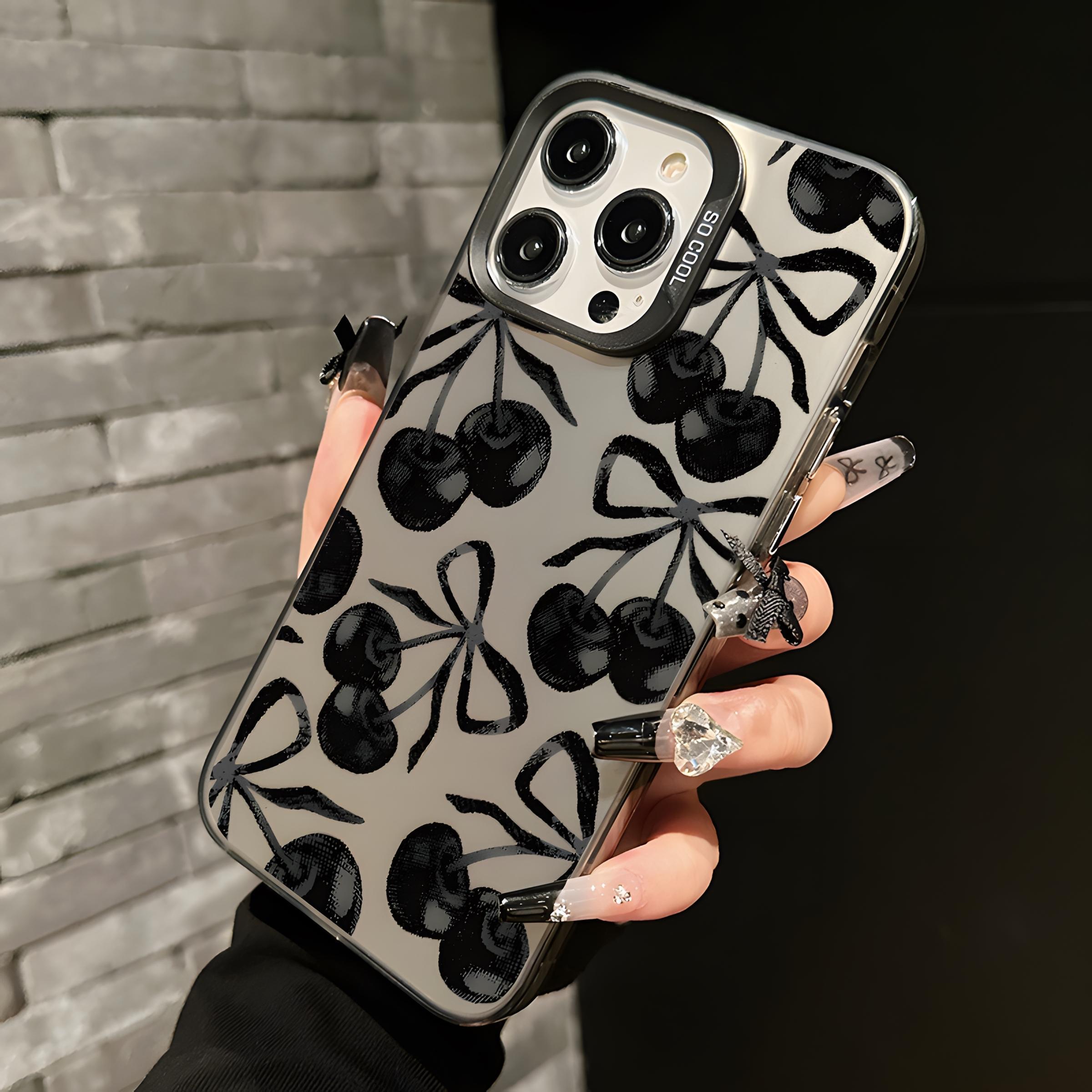 Cherry Pattern Phone Case, Decorative Phone Protector Cover, Casing, Smartphone Phone Accessories Compatible with iPhone 11 12 13 14 15 16 Pro Max