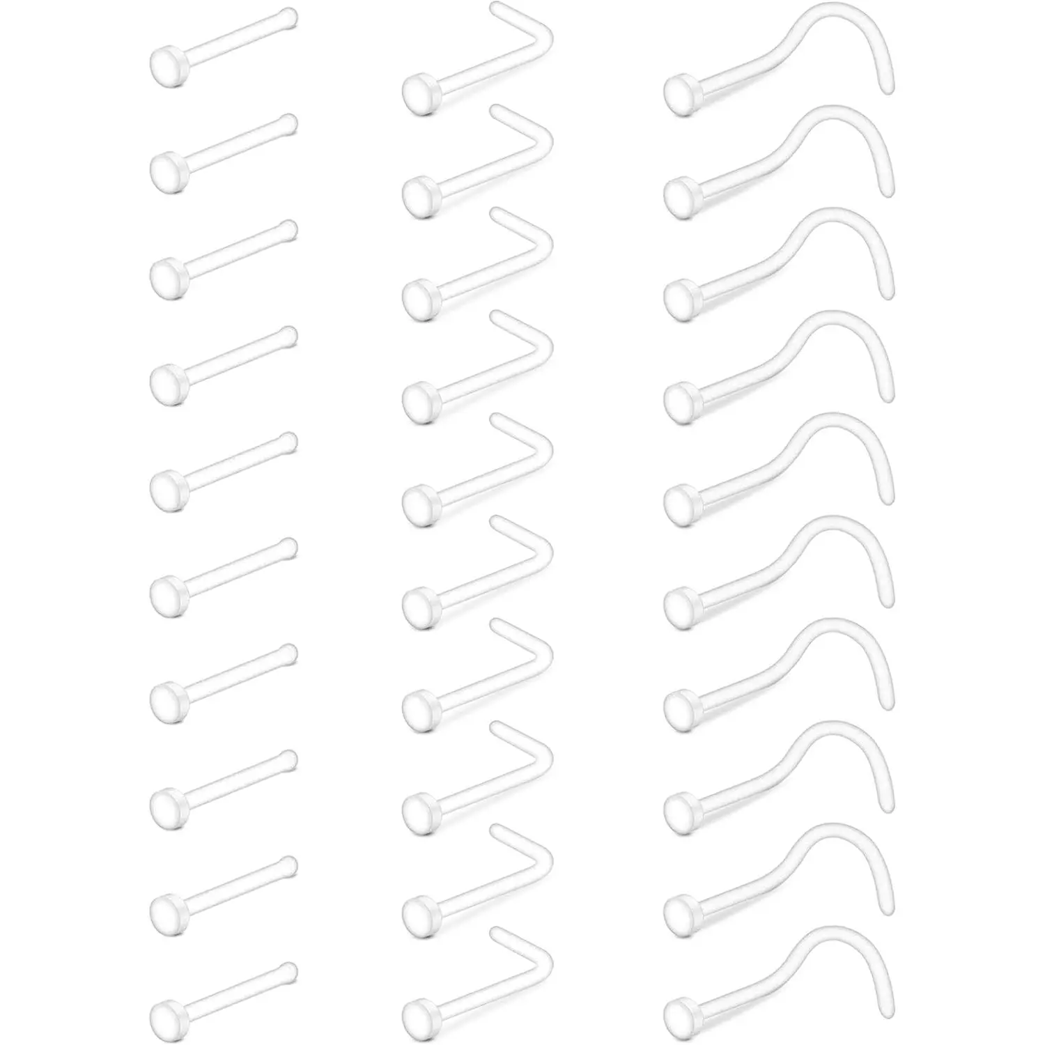 38 count Clear  Retainers for  Bioflex Nose Rings  Rings Septum Eyebrow Lip Cartilage Tragus Earring Retainer Industrial Bar Plastic   for Work