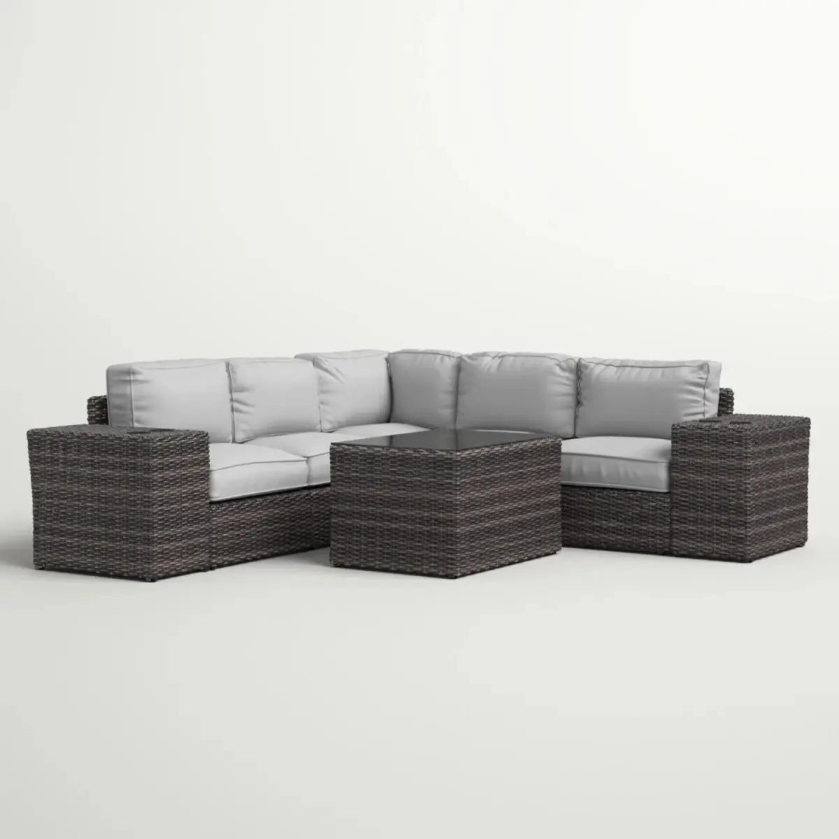 Aobtkel Ready-to-Use 4-Seat All-Weather Rattan Wicker Patio Furniture Set with Cushions, L-Shaped Couch, Sectional Sofa, Sofa Sectional Couch, Armless Chair