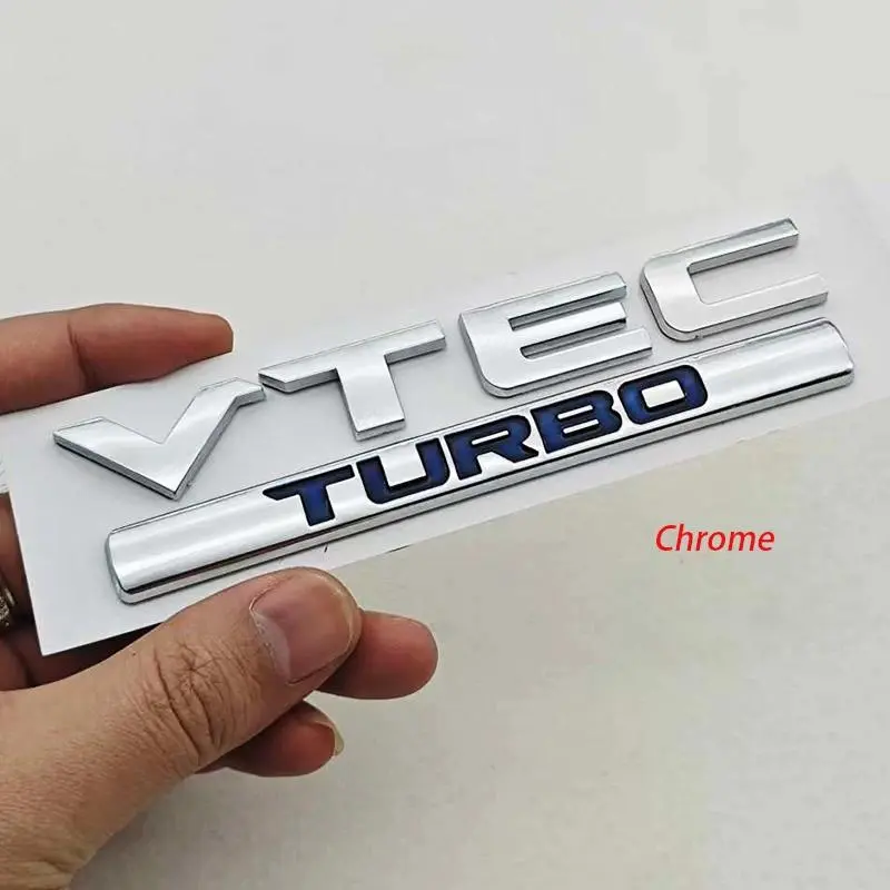 3D ABS Chrome Black Logo VTEC TURBO Badge Car Rear Trunk Sticker Emblem Decal Badge For  Civic Accord CRV Auto Accessories