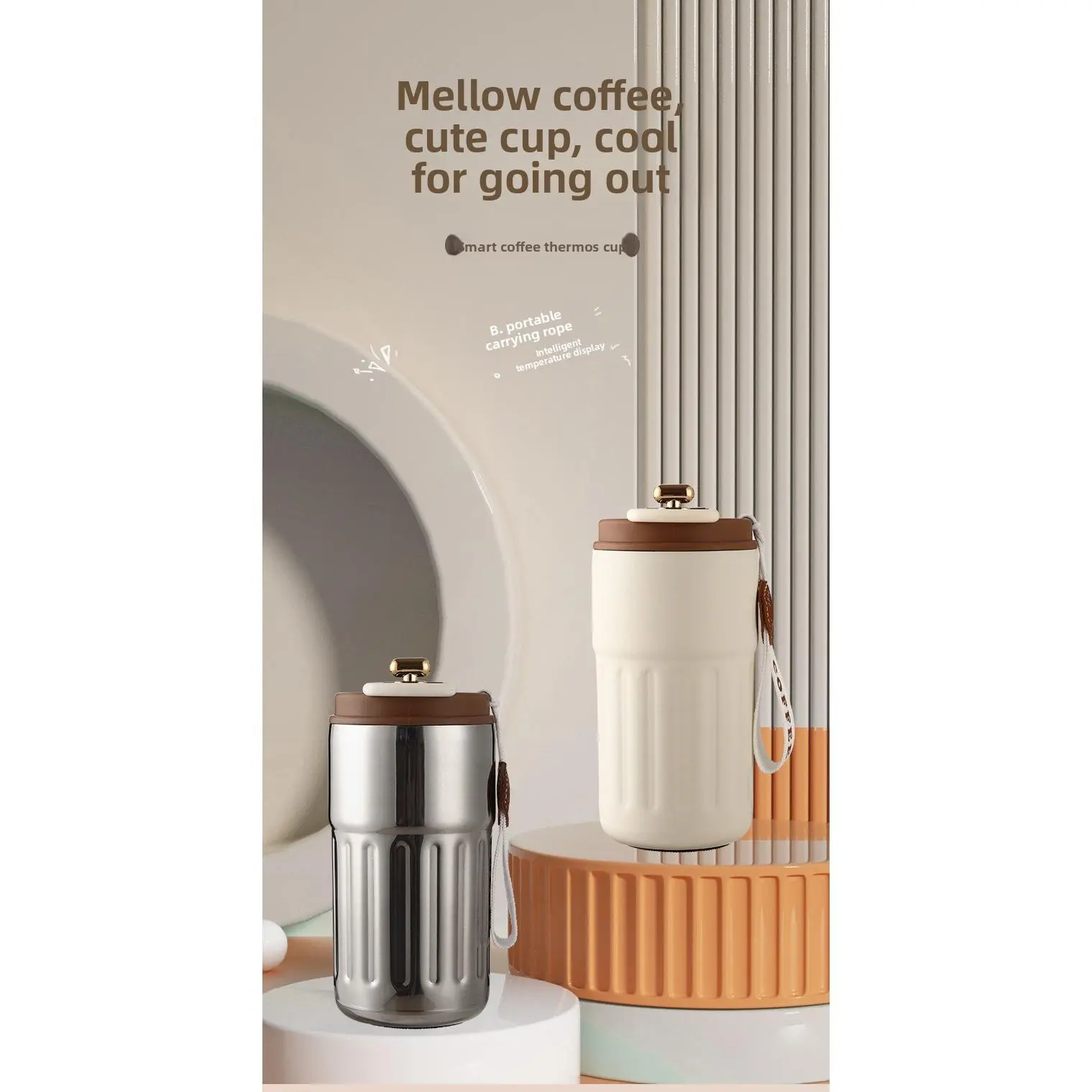 Smart Temperature Display 316 Stainless Steel Coffee Tumbler, Portable Double-Wall Vacuum Insulated Mug