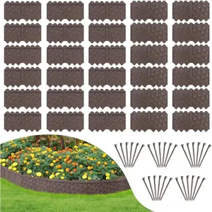 30-Pack Weaving Flower Bed Edging Borders (30 FT) - No Dig Border Edgings with 8.5" Stakes & Interlocking-Thickened Borders for Lawns, Flower Beds & Landscaping