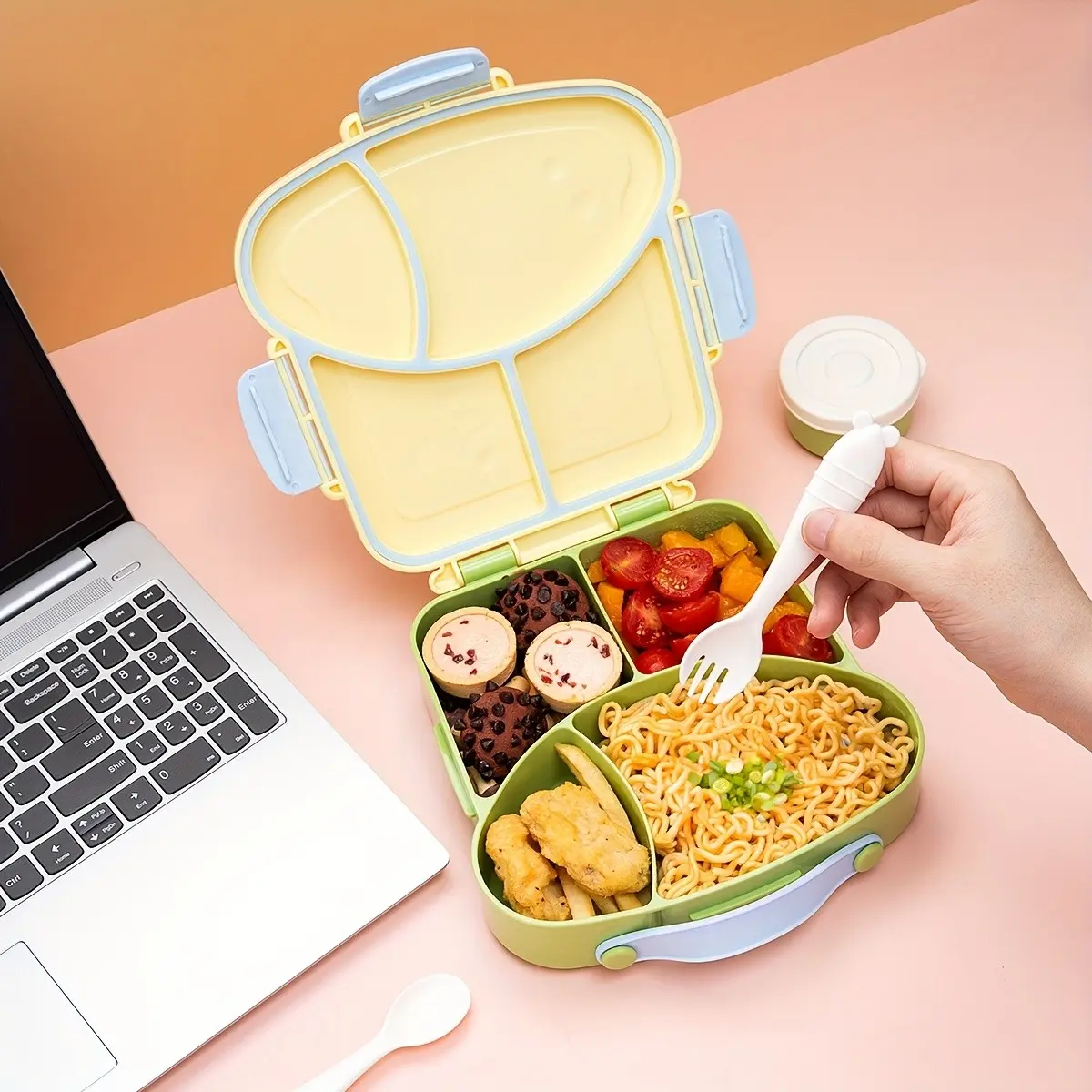 Leak-Proof Lunch Bento Box with Handle, Portable Salad Box Snack Container, Food Storage Box for Work, Travel, and Picnic