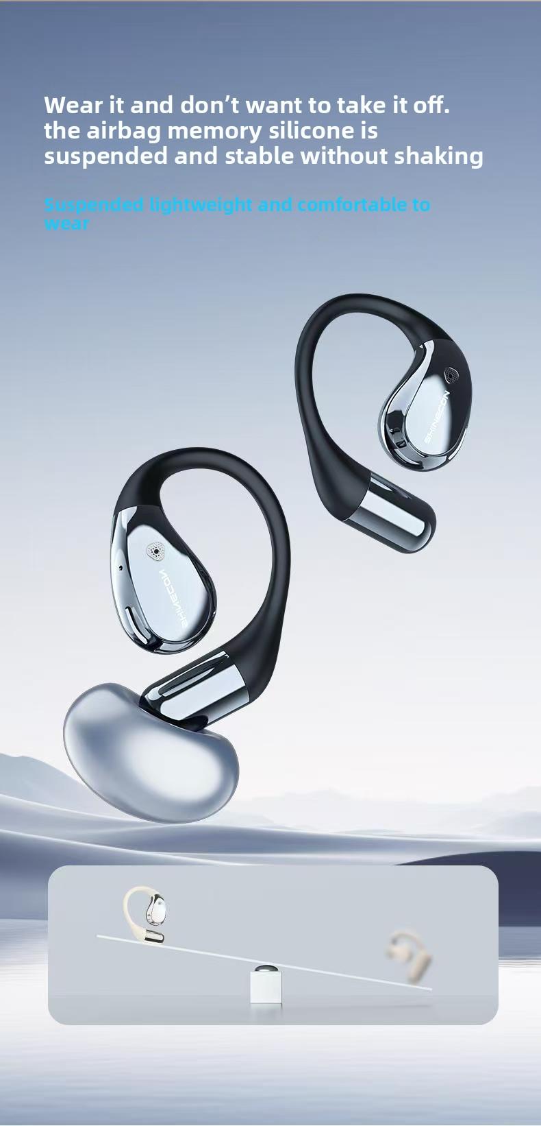 [SHINECON] X5PRO  Lossless Sound HIFI Comfortable Wear Stable Sound Music Gaming OWS Wireless Bluetooth Earphones IPX4 Life Waterproof