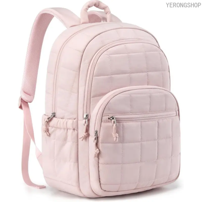 Preppy-style laptop backpack, women's travel backpack, quilted casual daypack, water-resistant bookbag fitting a 15.6-inch laptop, Bags For School, Work Bags, School Bags random Inflatable Santa Claus Deer Sleigh Set prank gift korean crochet shoulder toy