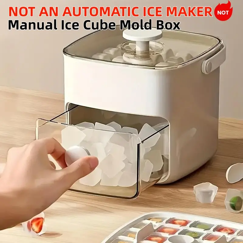 48-Grid Double Layer Ice Cube Tray with Lid, Ice Cube Trays For Freezer, Reusable Freezer Ice Mold, Kitchen & Bar Utensils Home Gadget Accessories