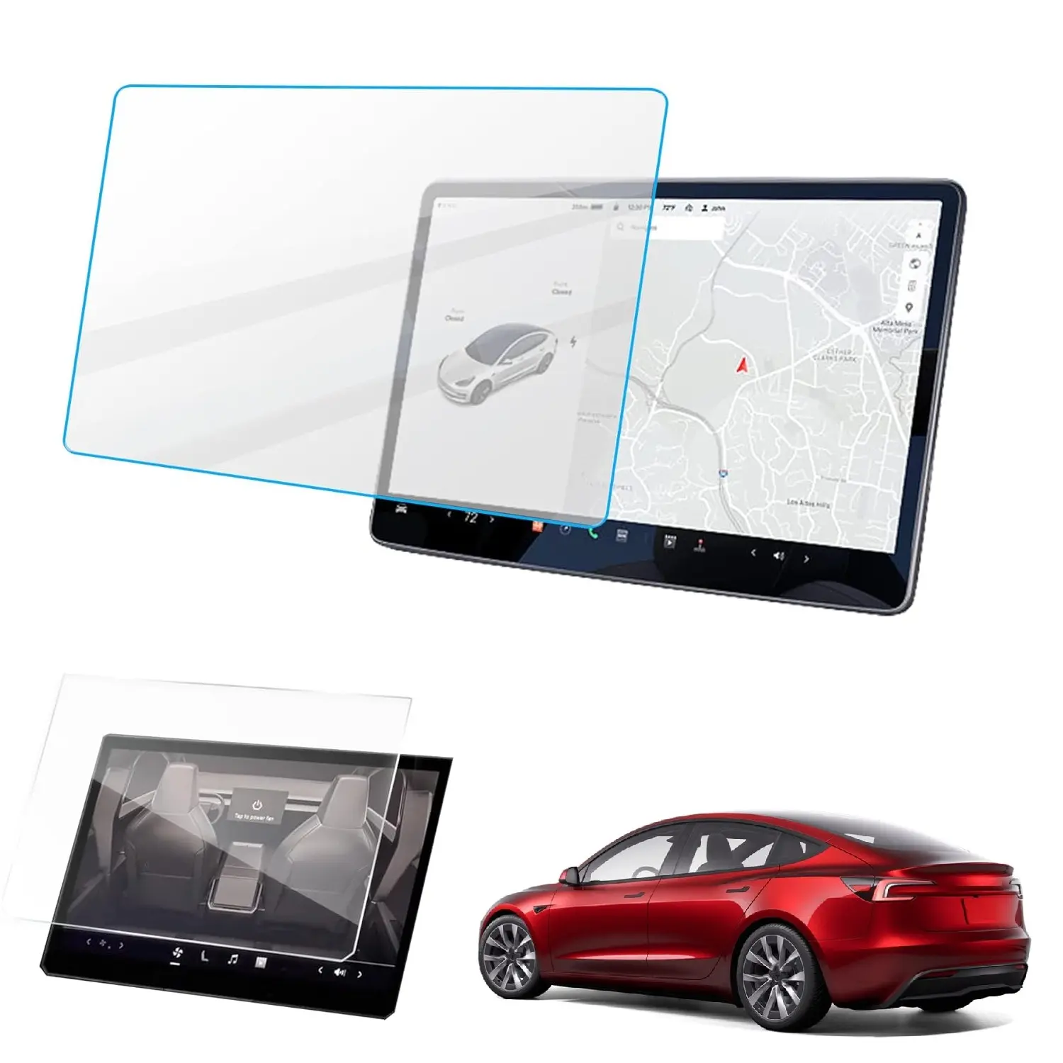 HD Clear Tempered Glass Screen Protector (15.4 Inch) for 2024-2026 Tesla Model 3 Highland & 2025-2026 Model Y Juniper, Fit Standard 15.4", Not fit Refreshed 16" Screen