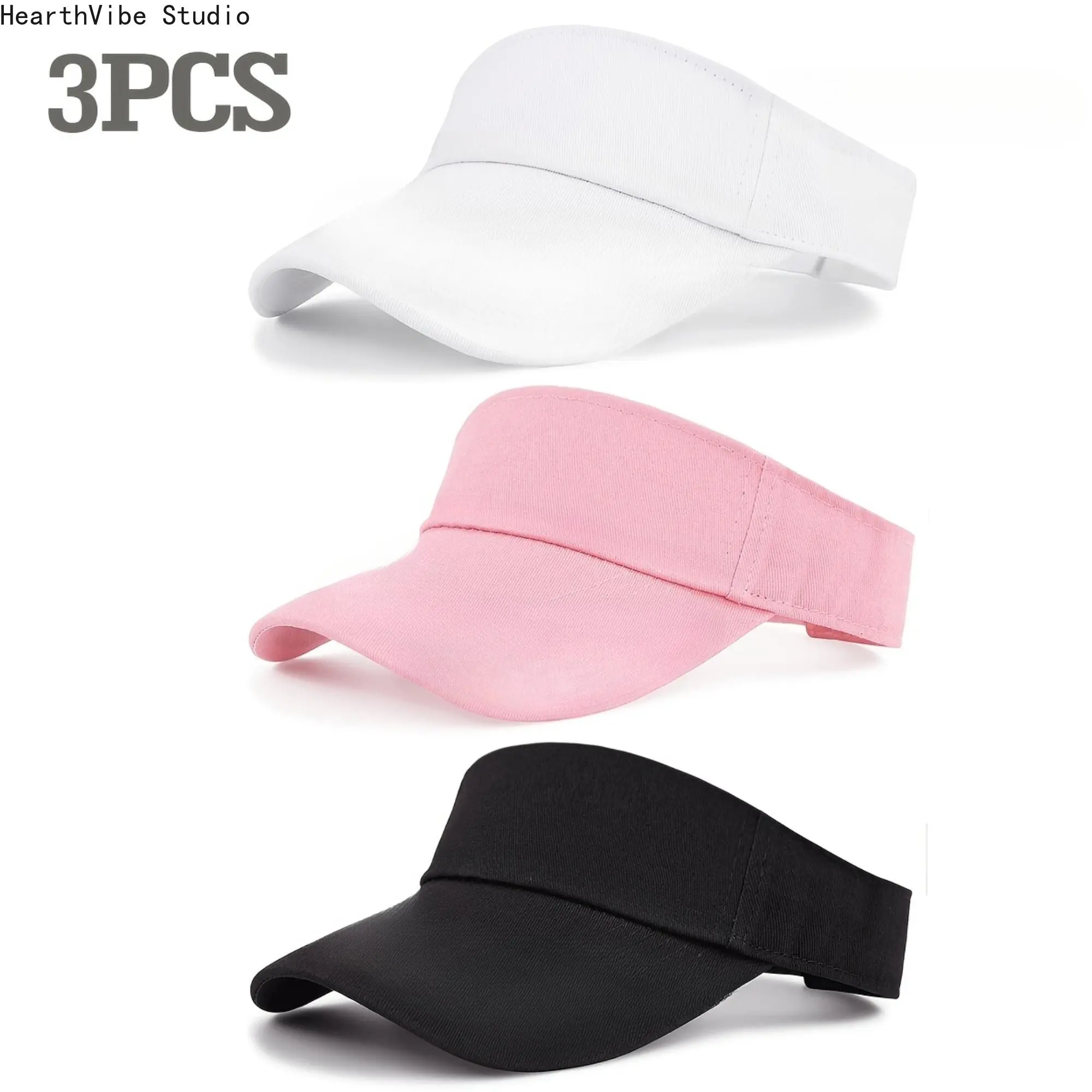 3pcs Set of Solid Color Unisex Easy Visor Hats, Adjustable Size Casual Sun Hats, Suitable for Daily Wear in Spring And Summer, Offering And Stylish Coordination, Also Suitable As a Gift,summerwins,father'sdaygifts,campingessentials,campinggear