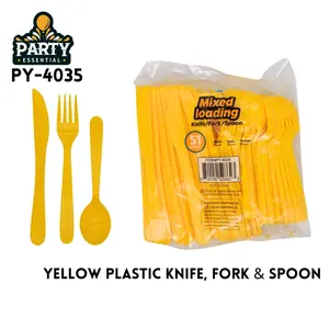 Plastic cutlery set - yellow assorted - 51 piece party favor kit