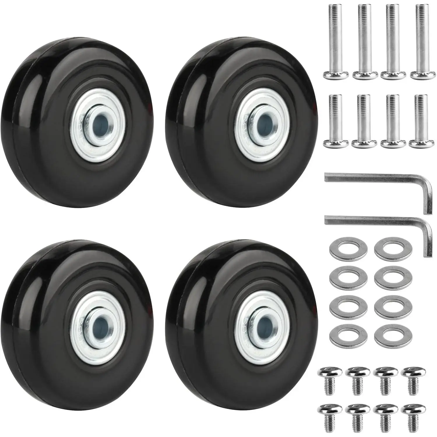 4 Pcs 50mm x 18mm Rubber Luggage Replacement Wheels Repair Kit for Suitcase Inline Skate Caster Board