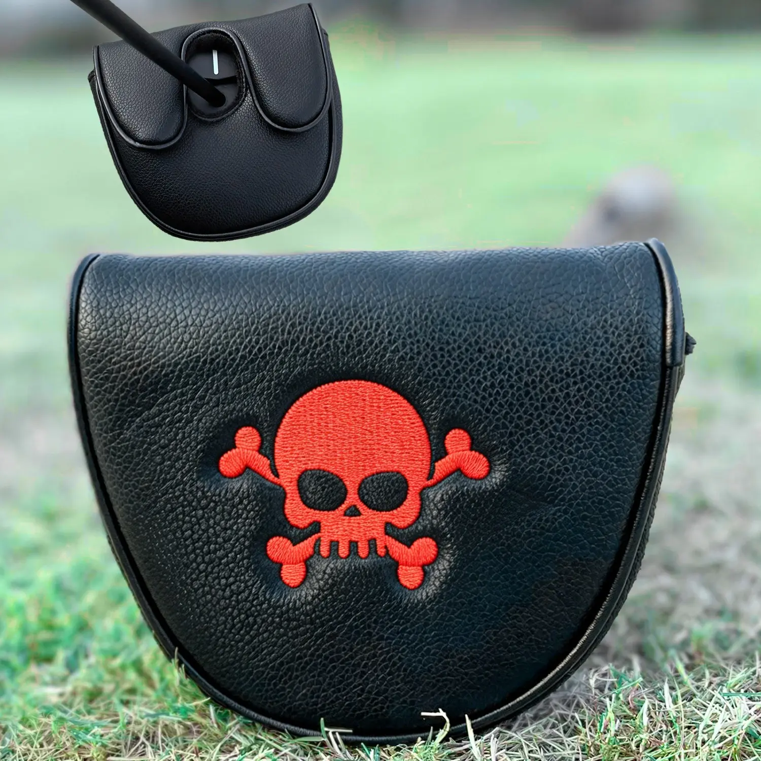1pc Golf Mallet Putter Cover, Skull Style Embroidered Putter Headcover, Fits Most Golf Mallet Putter Brands, Protective Golf Gear, Golf Accessory