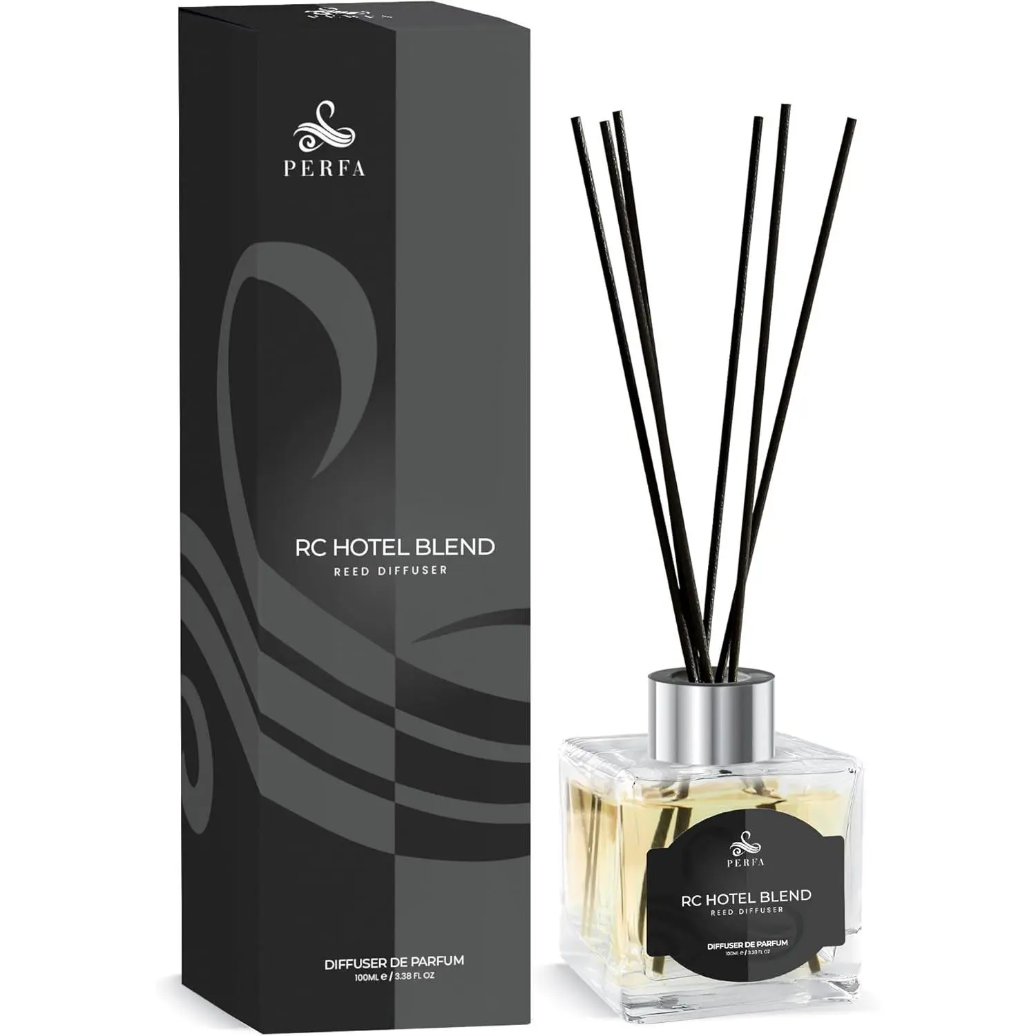 Reed Diffuser Set 100ml - Inspired by Luxury Hotel Diffuser Oil - Bathroom Decor Long Lasting Scent - Home Decor for Shelf, Bedroom, Living Room, and Workspace - Ritze Karlten Inspired Scent by Perfa