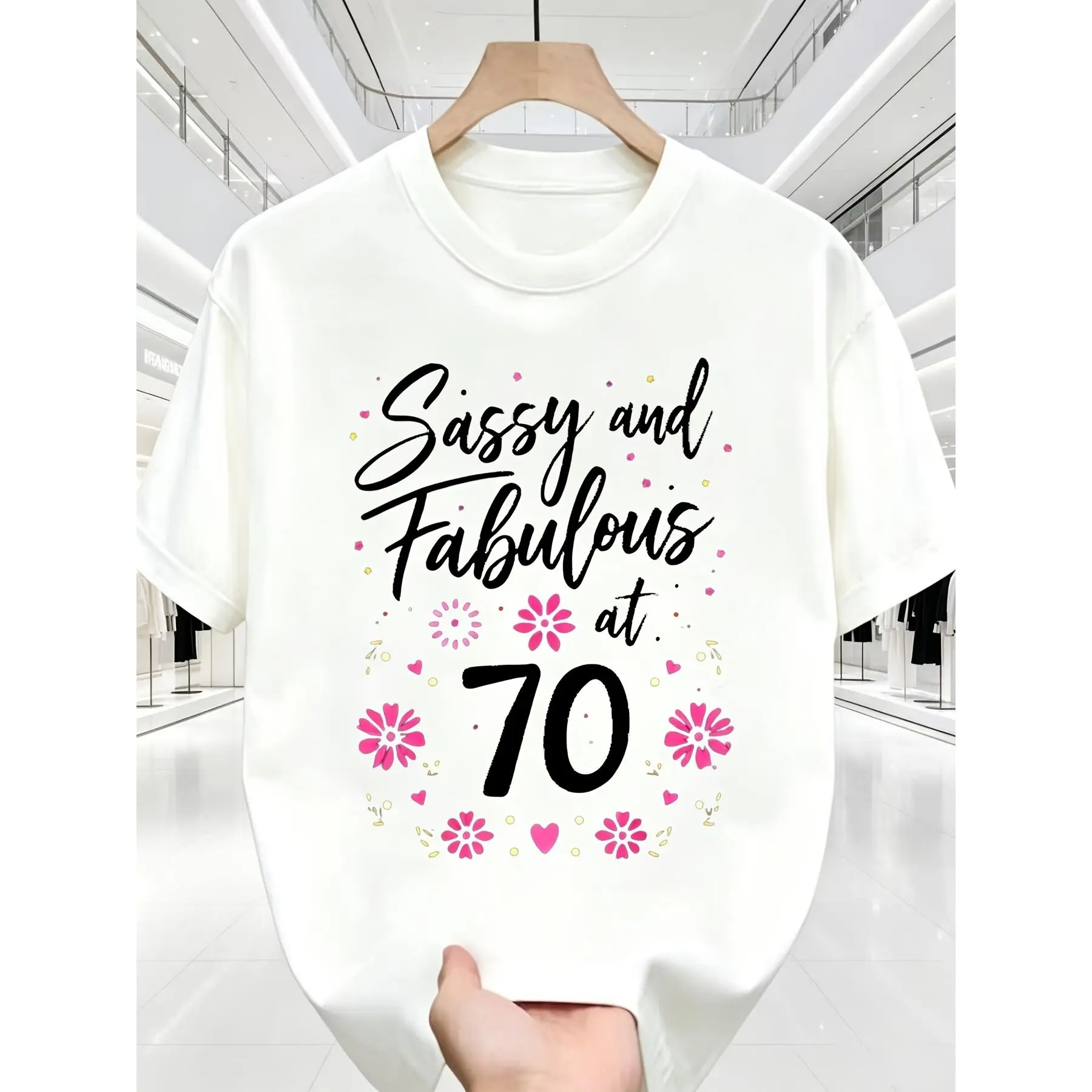 70th Birthday Gift T Shirt for Women & Men Sassy & Fabulous 70 Year Old Tee with Funny Age Jokes Comfortable Round Neck Casual Wear 70th Birthday Outfit Celebration Tee for Birthday Funny 7