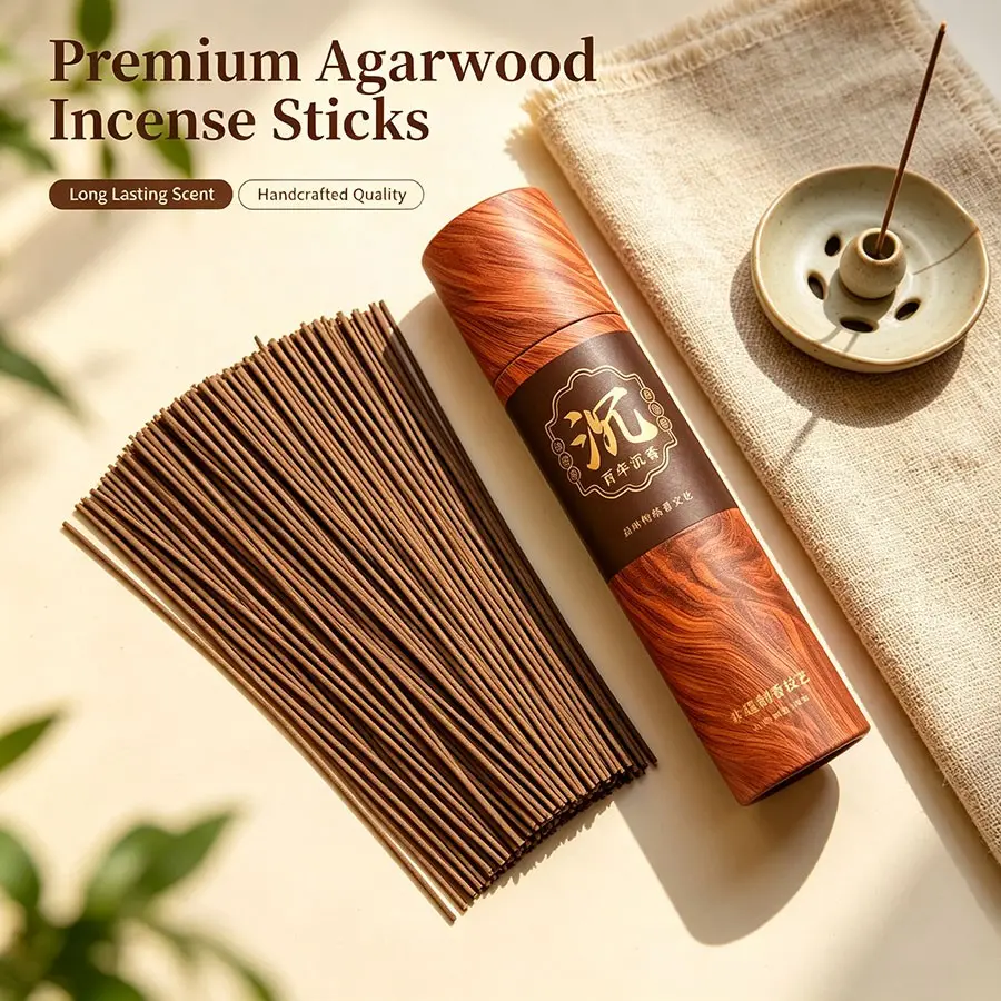 Chinese Incense Sticks, Centennial Agarwood, Handmade Long-Lasting Fragrance, Ideal for Study Room, Tea House, Yoga, Meditation, Decorative Aroma