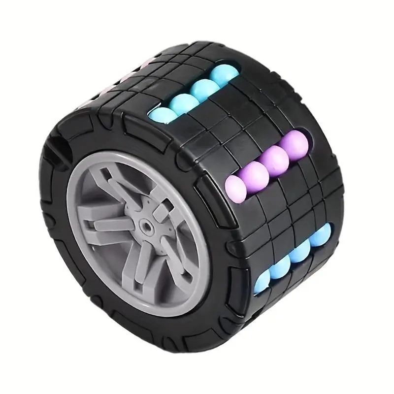 3D Cylindrical Cube Toys Magic Bean Gyro Spinning Slider Puzzle Game Children's Educational Toys, Puzzle Games (Red, Blue, Black), Halloween, Christmas Gifts, Thanksgiving Gifts, Plastic, Unisex