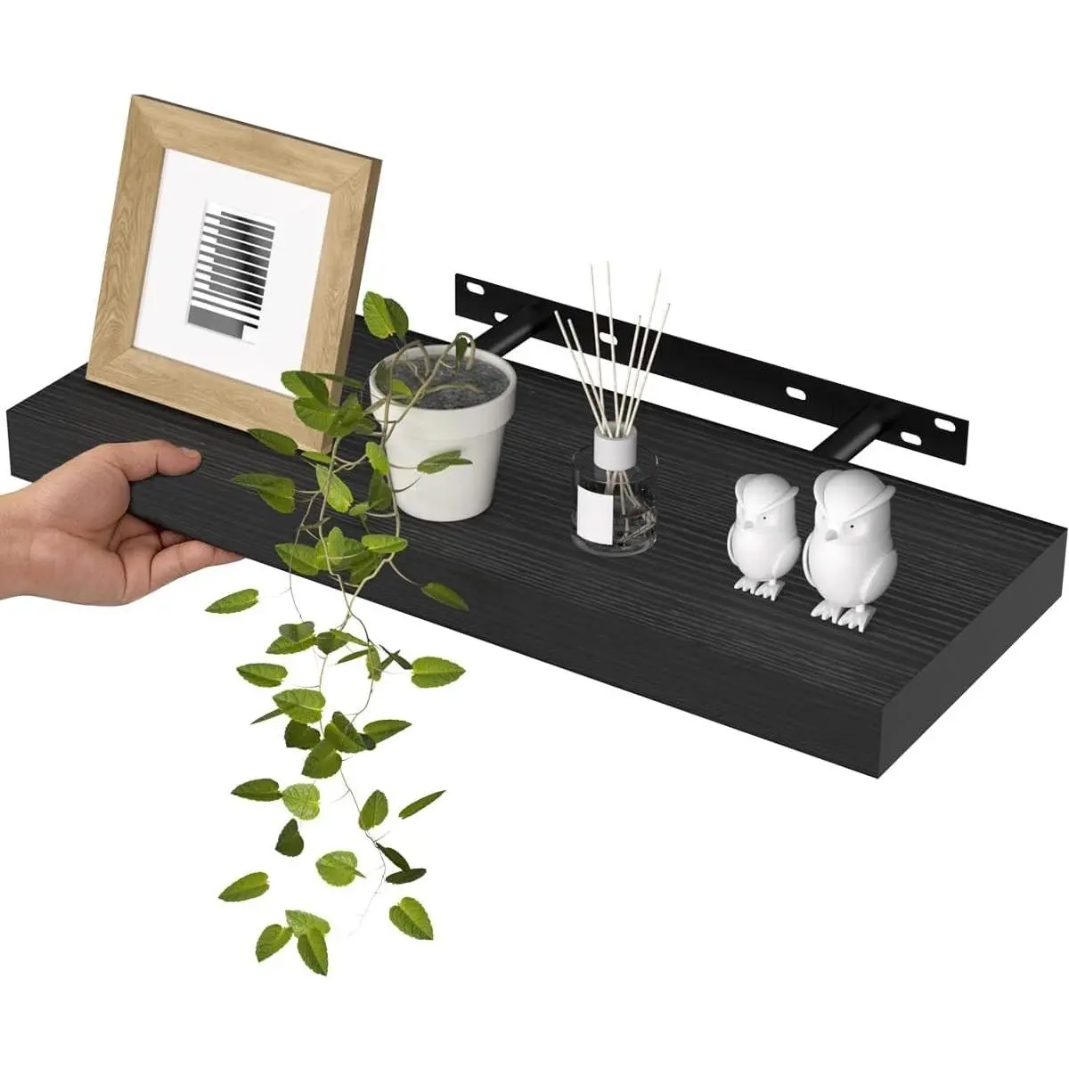 Floating Shelves for Wall, 1 Tier Bathroom Storage Shelf Over Toilet, for Bedroom Bookshelf, Living Room Decor, Kitchen, Nursery, Laundry, Soundbar Floating Shelf Mount Under TV (CS101L), Black