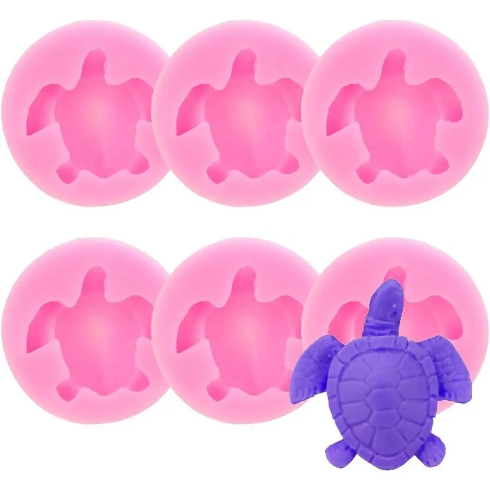 KuuGuu 6 Pack Pink 3D Sea Turtle Silicone Molds, Cute Marine Animal Tortoise Mould for Fondant Candy Chocolate, DIY Baking Dessert Cake Muffin Bread Decoration Tools