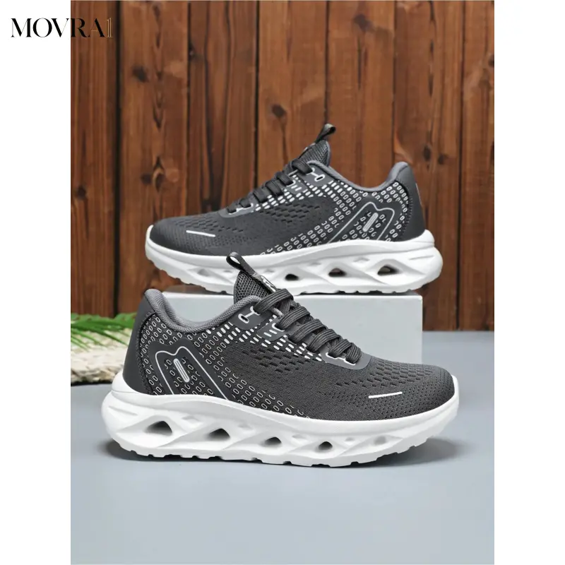 MOVRA1 A Pair of Stylish Women's Black and White Breathable Mesh Shoes, Lightweight Cushioned Sneakers, Trendy Running Shoes, Versatile Casual Walking Shoes, Athletic Shoes, Running Sneakers, Athletic Running Trainers