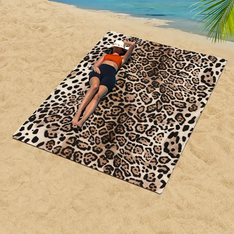 essential,,standard,portable,,hostess,gift,,xl,luxury,bathtowels,decorative,boat,personalized,custom,towels,drying,Leopard Print Microfiber Beach Towel Large Oversized Quick Dry Absorbent Sandproof Lightweight Soft Multifunctional Car Seat Sweat Towel for