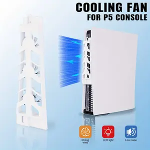 Cooling Fan for P5, 3-Fan Efficient Cooling Kit, Adjustable Silent Cooler, Smart Power On/off, LED Light, Usb3.0 Port for Ps5 Digital/disc Edition
