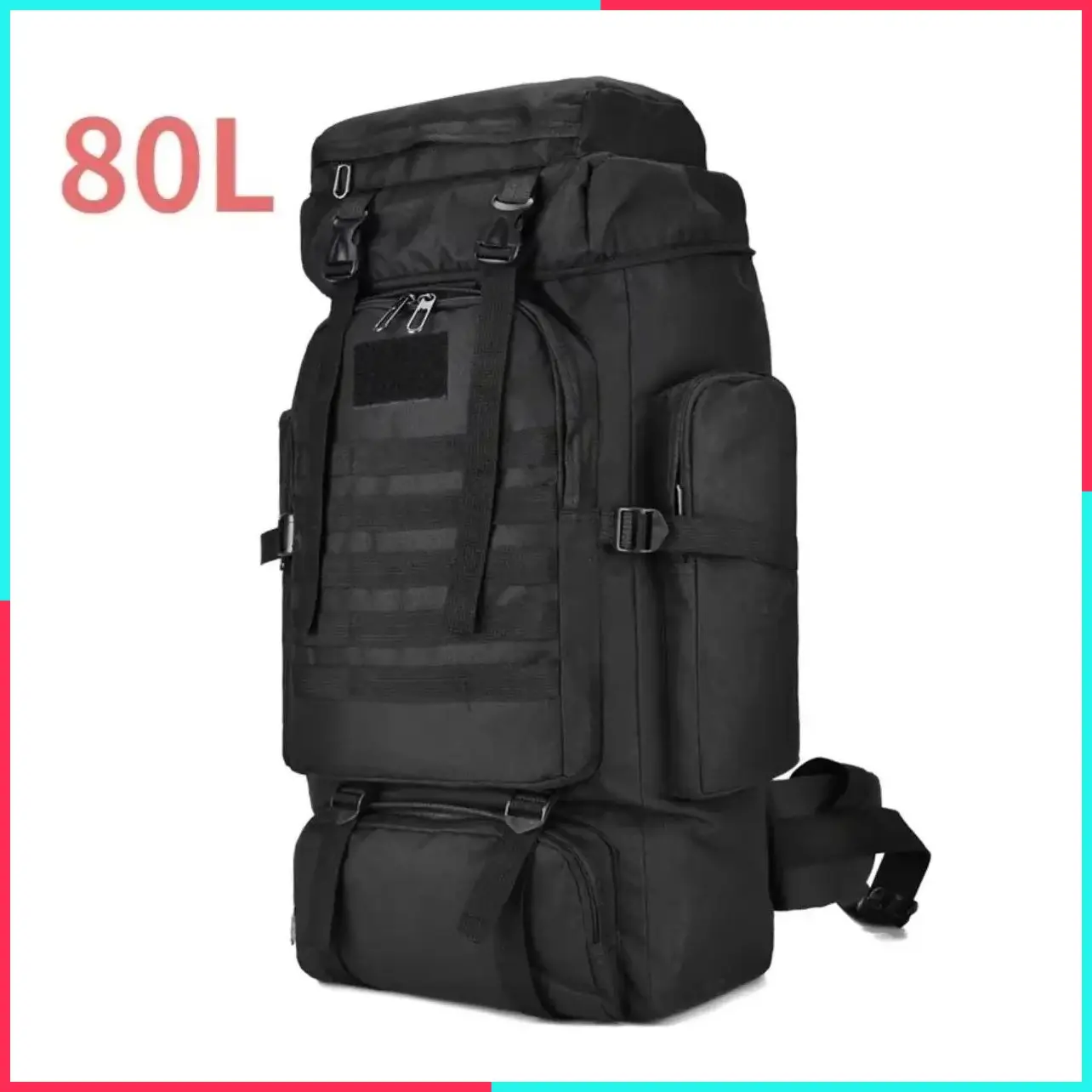 80L Waterproof Tactical Hunting Backpack – Large Capacity Camping Hiking Gear, Heavy Duty Travel Duffel for Men Women, Outdoor Survival Rucksack with Reinforced Zippers