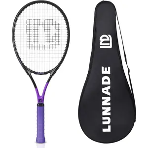 Adults Tennis Racket 27 Inch, Shockproof Carbon Fiber Tennis Racquet Light-Weight, Pre-Strung and Regrip, Suitable for Beginners to Intermediate Players