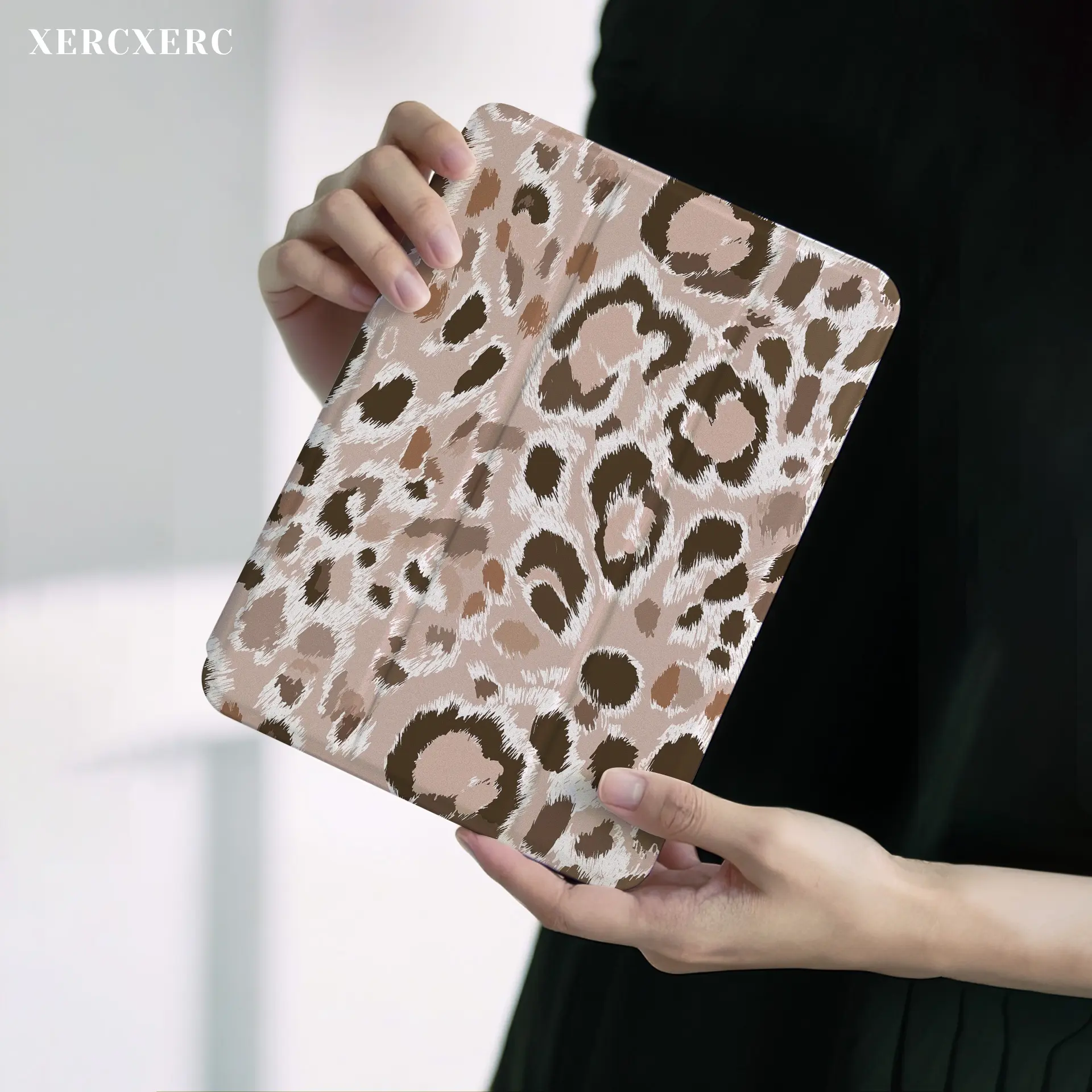 iPad case ipad accessories Leopard Print 3-Fold Stand iPad Case, PU & TPU Shockproof with Pencil Slot Auto Wake/Sleep, Back to School Gift for iPad Air 11inch, iPad Pro 12.9/11/10.9 (2025/2024), iPad 9th/10th Gen, iPad Mini 8.3, Galaxy Tab S10+/S9+/S8+/A9