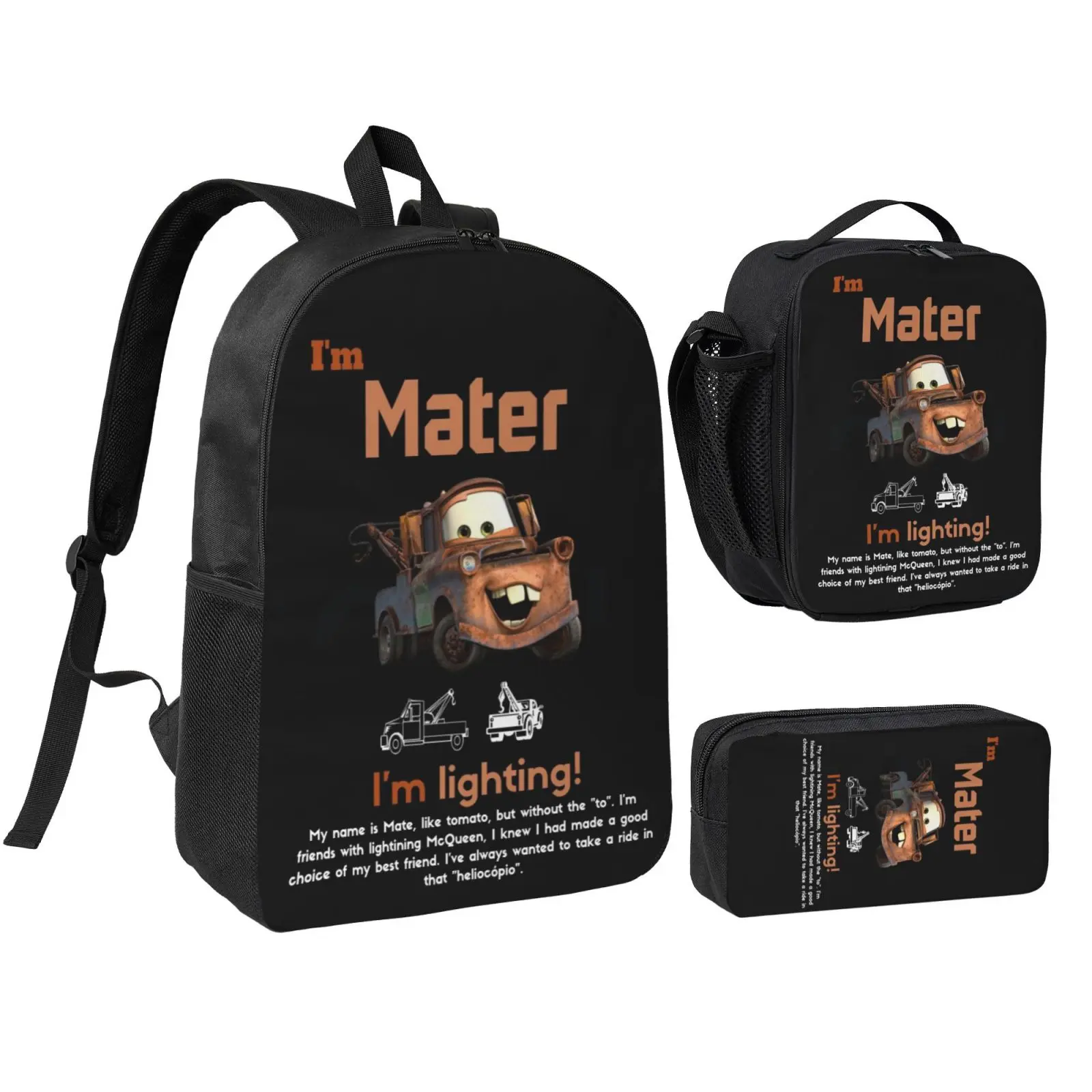 Anime Mater 3Pcs School Backpack Set for Teen Boys Girls, Adjustable Shoulder Straps Lightweight Bookbag with Insulated Lunch Bag & Pencil Case, School bag, Travel Office Daily Bag